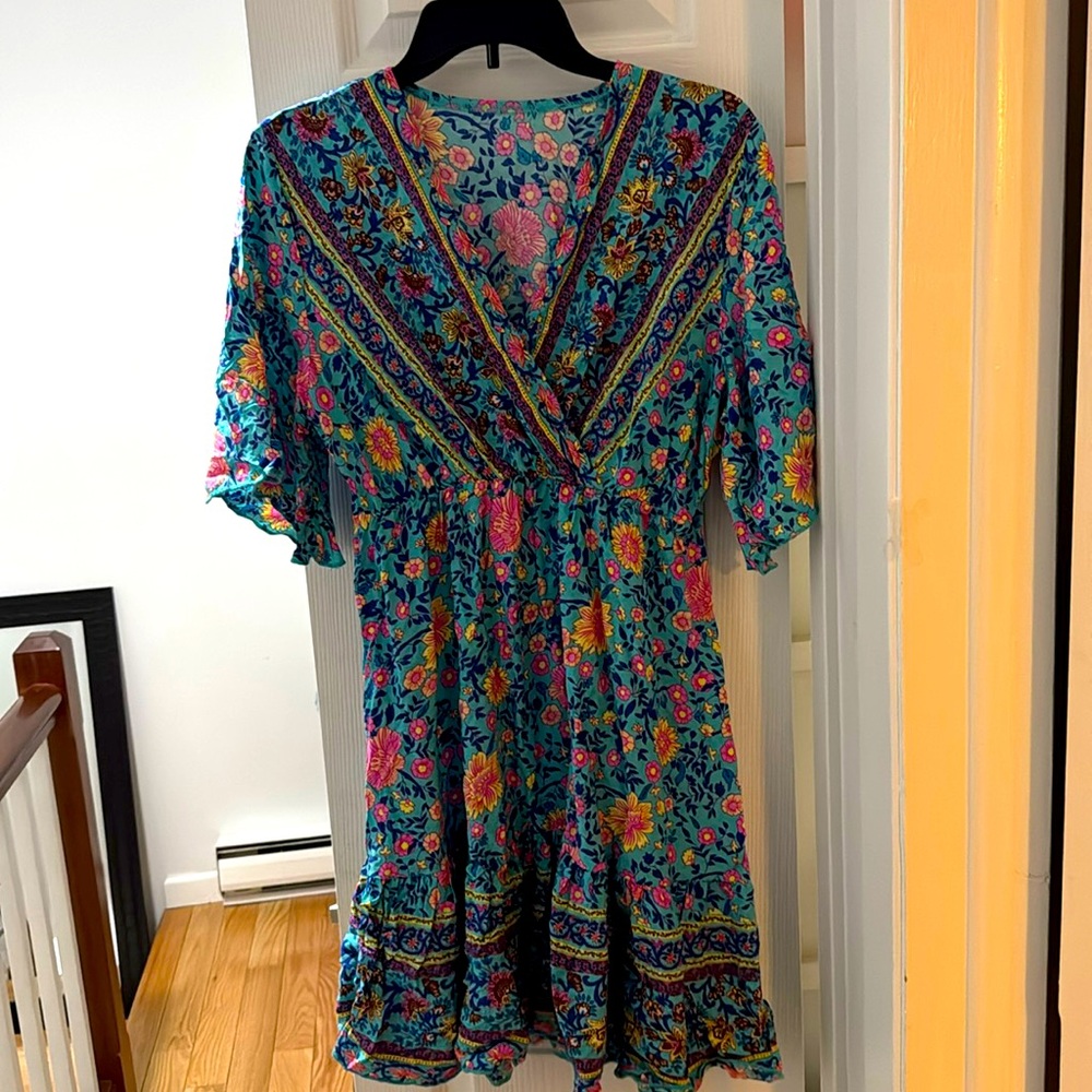 Short Sleeve Mini Sun Boho Dress